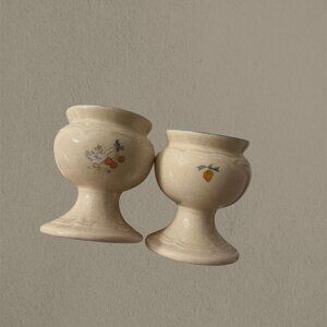 Ceramic Goose and berry candlestick holders